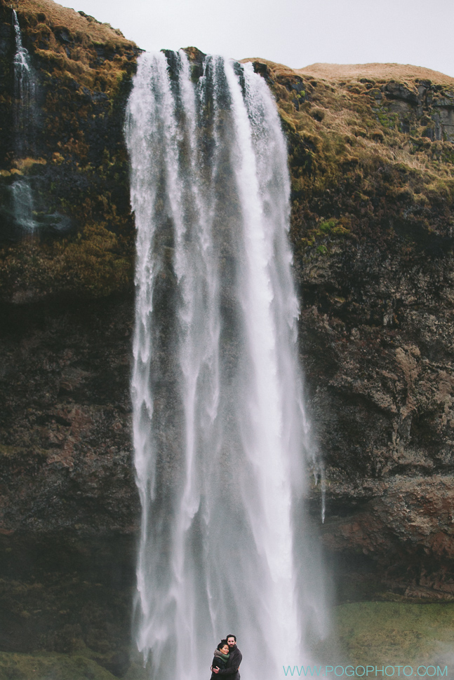 Huge waterfall portrait at Selanjafoss in Iceland